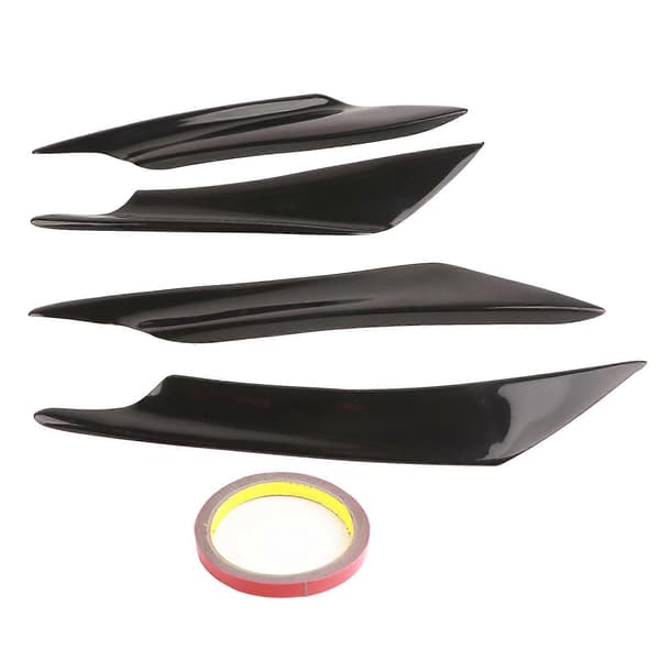 4 stk. Universal Svart Bil Karosseri Spoiler Frontfanger Leppe Splitter Finner Trim