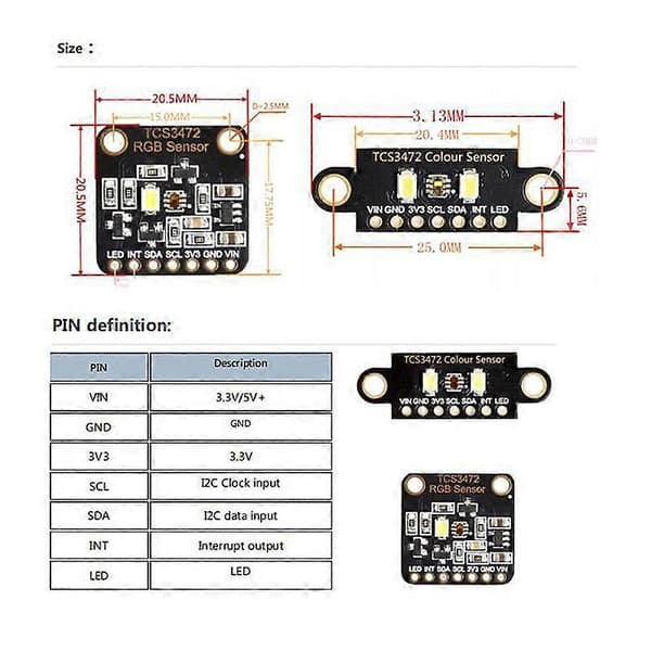 Fargegjenkjenningssensor TCS230 TCS3200 Lyssensor RGB for STM32 DC 3.3/5V