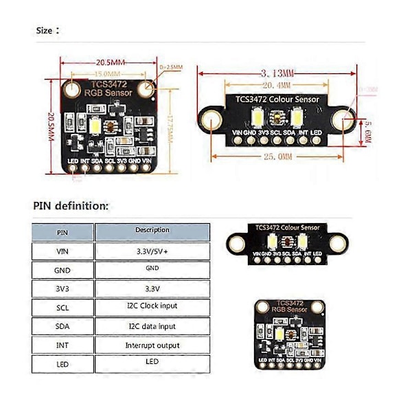 Färgsensor TCS230 TCS3200 Ljussensor RGB för STM32 DC 3.3/5V