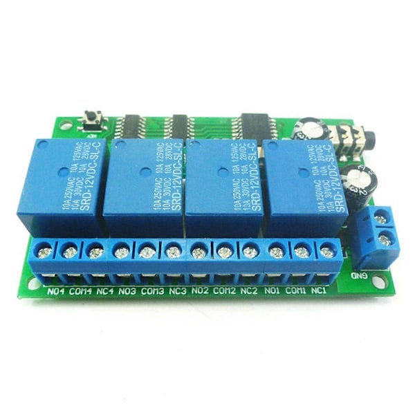 AD22B04 4-kanalsrelä DTMF-tonsignaldekoder Fjärrkontrollrelämodul 12V DC för PLC Smart Home