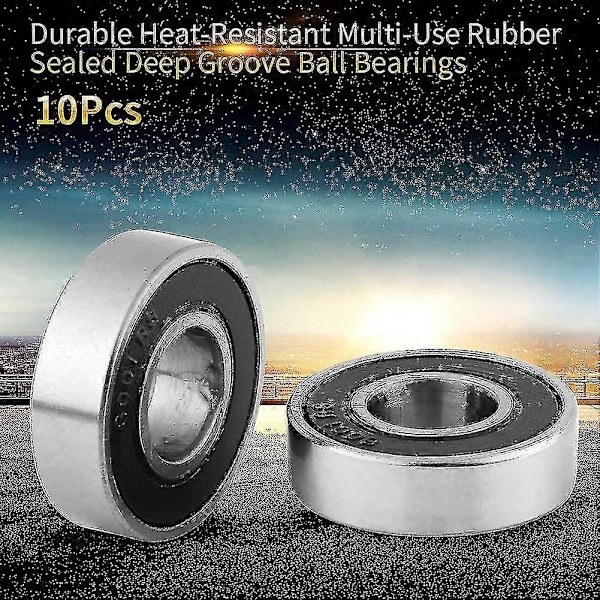 10 stk. dype høyhastighets spor kulelager gummi forseglet 12x28x8mm