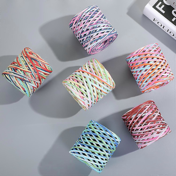 1 Rulle Papperssnöre Återvinningsbart DIY Klar Textur Handstickad Omslag Raffia Halm för Festival Blue