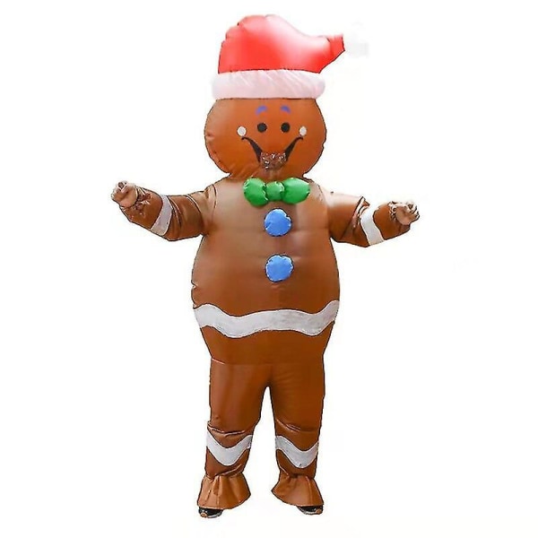 Uppblåsbar julgransdräkt Rolig Vuxna Män Kvinnor Jultomtekläder Finklänning Maskot Cosplay Kostymer Gingerbread Man