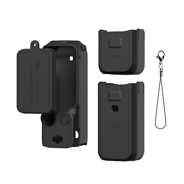 Kamera Silikone Etui til 3 Linser Beskyttende Dæksel Gimbal Linse Hætte Anti-Bump Skal, Sort, B