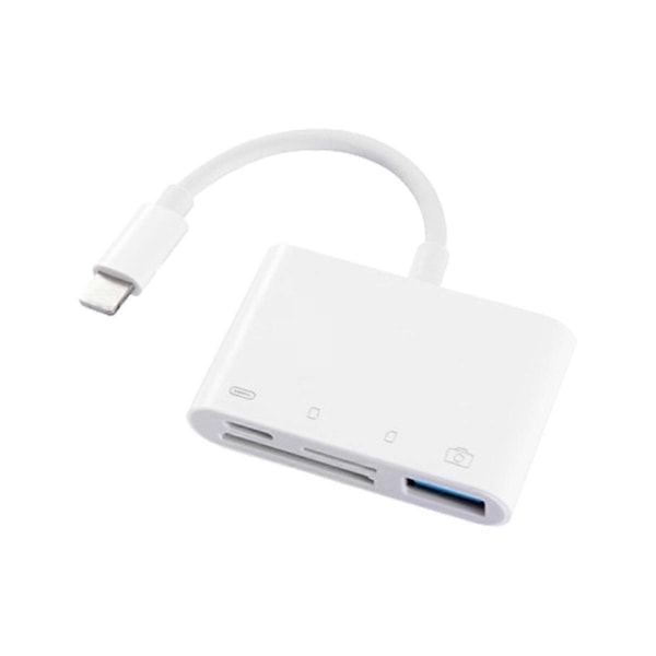 4-i-1 USB OTG-kortläsare Kompatibel med SD/TF-kort Kamera Minnesexpanderare för Snabb Laddning IOS-Port