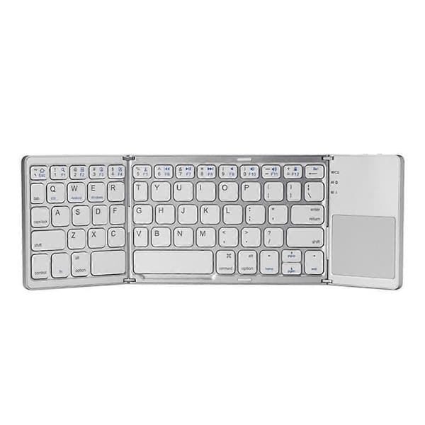 Mini Tri-Fold Trådlöst Bluetooth Tangentbord Portabelt Universellt Tangentbord Mus Touch Tangentbord för IOS Android Windows Vit