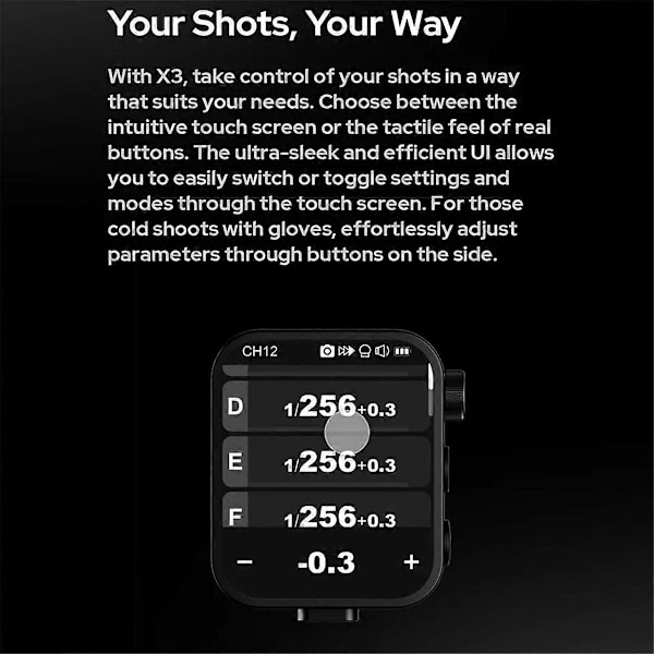 For X3 Flash Trigger Trådløse Flash Trigger TTL 2.4Ghz OLED TouchScreen Sender til / Kamera