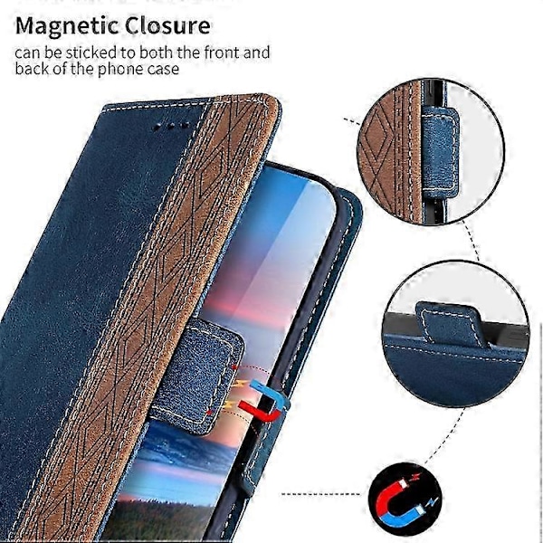 För Samsung Galaxy S10 Sömnad Sidomagnetisk RFID Läder Telefonfodral P202112248 Royal Blue