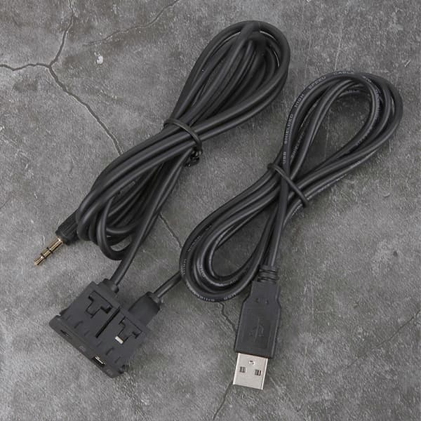 3,5 mm AUX forlængerkabeladapter planmonteret USB-port hovedtelefonstik panelmontering til bil båd
