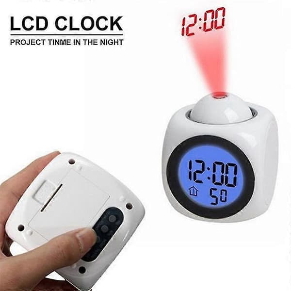 Kreativ LCD Digital Projektions Laser Väckarklocka Display Röst Rapport Dekor black