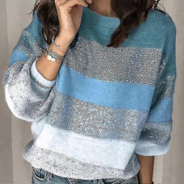 Genser Casual Stripet Strikk Dame