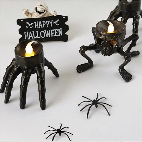 Halloween-luurankokäsivalaisin, LED-elektroninen kynttilä, liekitön kynttilä, kauhu Halloween-sisustus A