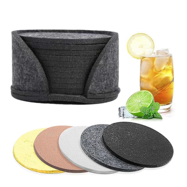 10 stk Filtbrikker Varmeisolerende Vannabsorberende Anti-skålding Bordbeskyttelse Kopp Drikkeflaske Anti-skli Brikker Dark Gray