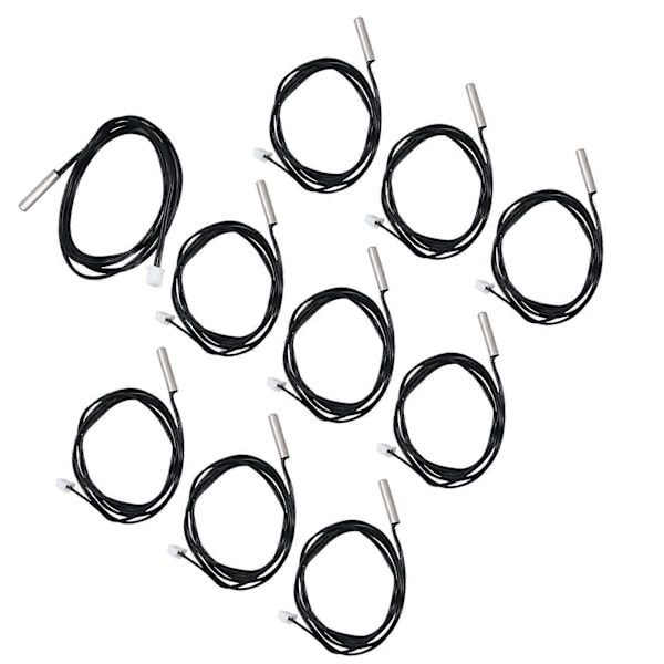 10 stk. Termistor Sensor NTC Temp Temperatur Probe 5x25mm Cylindrisk Hoved til Måling 50K B3950