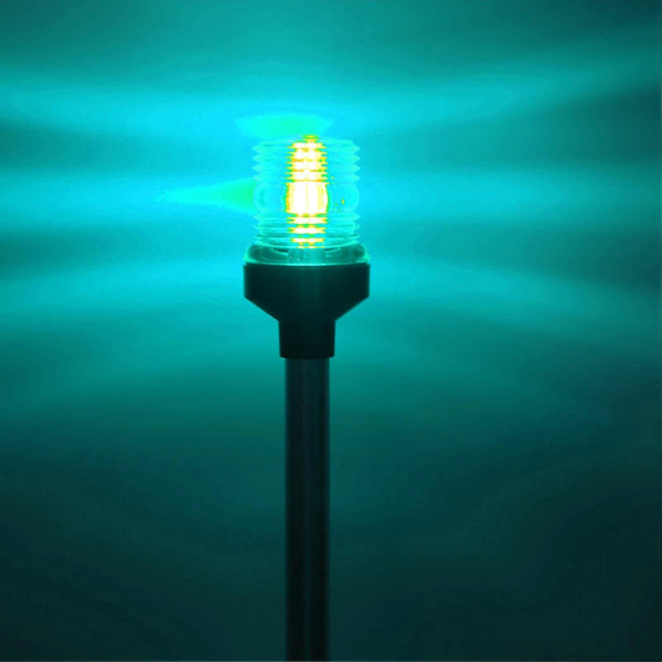 24 tommer LED Sammenklappelig Bådagterlanterne 360 Grader Bådankerlanterne Aluminiumlegeringsbase til Fiskebåde Yachts Marine Grøn