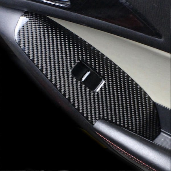 4 stk. Karbonfiber Vindusheis Knapp Kontrollpanel Deksel Trim Ramme for Mazda3 Axela 2014-2018