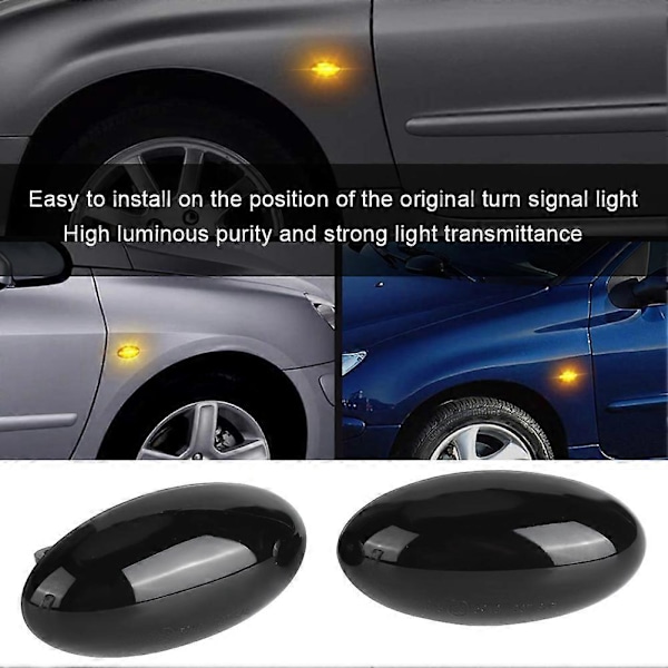 LED Dynamisk Blinklys Sidemarkeringslys Lampe Passer til Peugeot 1007 107 206 207 307 6325G3
