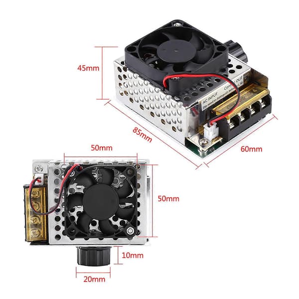4000W SCR Elektrisk Spenningsregulator Dimmer Temperatur Motorhastighetskontroller Med Vifte