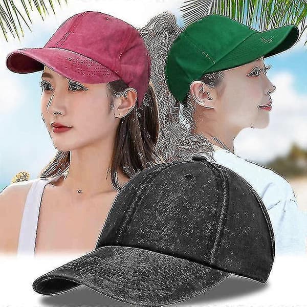 Dam Ponytail Keps Baseball Visir Keps Rygglös Rufsigt Lockig Hårknut Hatt För Sommar Blue