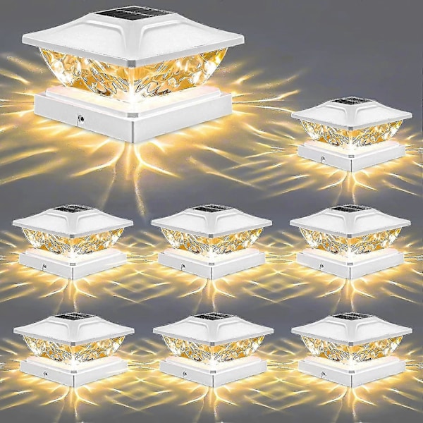 Solcellslampor för Stolpar Utomhus: 8-pack Starka 2 Lägen LED Solcellslampor för Staket Däck för 3,5x3,5 4x4 4,5x4,5 5x5 Trästolpar