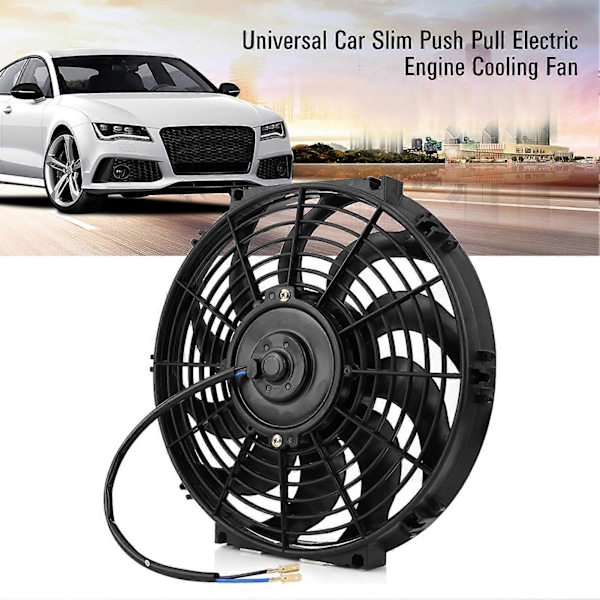 12 tommer Universal Tynd Bil Push Pull Elektrisk Motor Køleventilator 12V med Monteringssæt