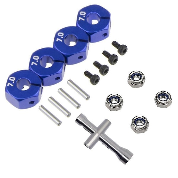Metall 12mm Hex Hjulnavadapter M4 Flänsmutter Kryssnyckel för Traxxas 1/10 Slash 4x4 VXL 2WD Rustler RC Bil
