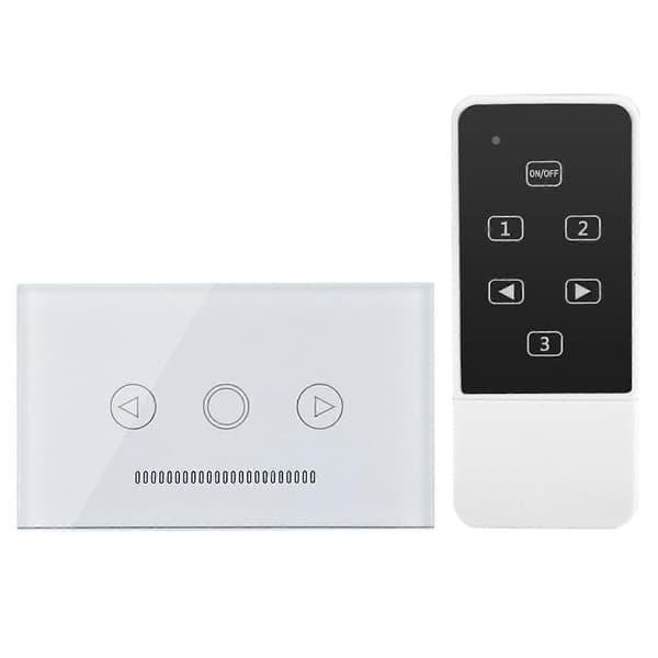 Touch Screen LED-Dimmerströmbrytare Trådlös RF Fjärrkontroll Glaspanel Vit