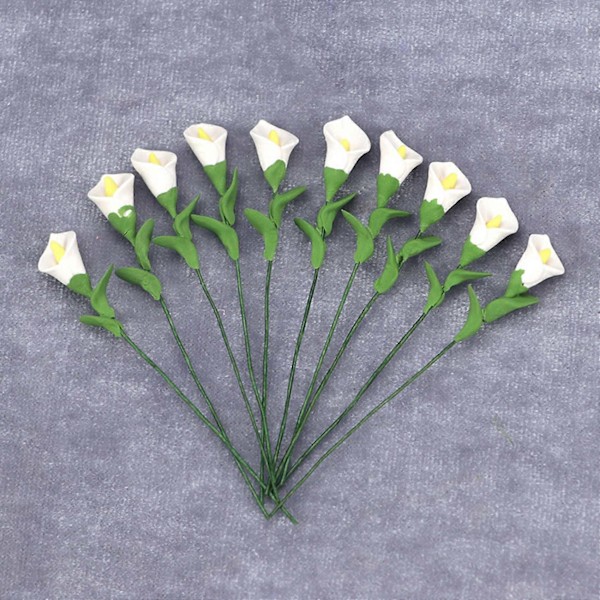 10 stk. 1/12 Miniature Tilbehør Mini Ler Calla Lily Simulerings Blomstermodel til Dekoration