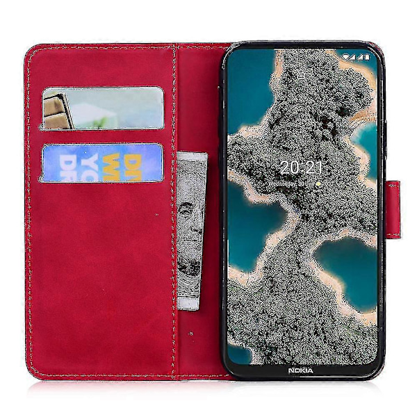 Fodral för Nokia X10/ X20 Fjäril Skydd Premium Läder Magnetisk - Rosa Red