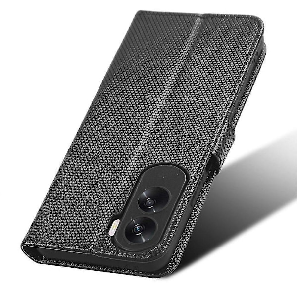 Plånboksfodral för Honor 90 Lite 5G / X50i 5G PU Läder Diamantstruktur Ställ Stötsäkert Black