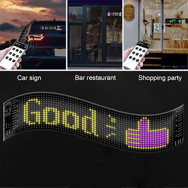 LED Bilskilt Fuld Farve Display USB Drevet IP65 Vandtæt Let at Installere Ultratynd Blød Fleksibel Skærm Bilindretning