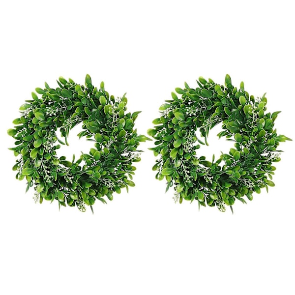 Qinhai 2 st dörrhängande krans rund vattentät plast födelsedagsfest konstgjorda blommor krans för semester