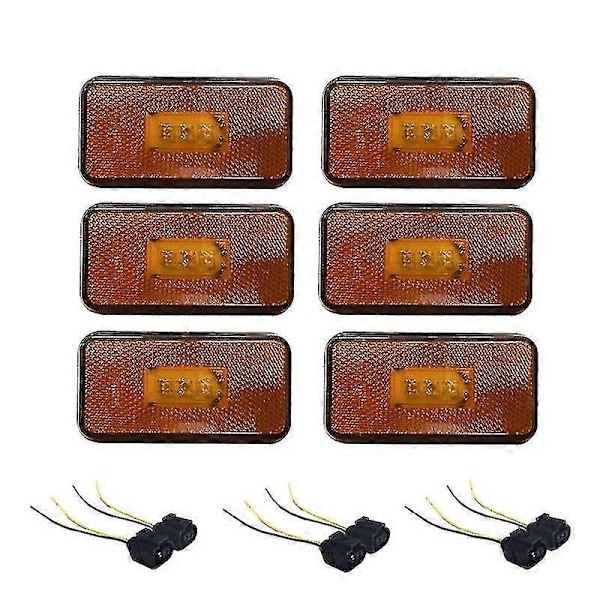 24V Amber LED-lampor för Scania sidomarkering Tung lastbil för Scania Klarlamps lastbilsdelar +2-kontakt oem1737413 6 lights with plug