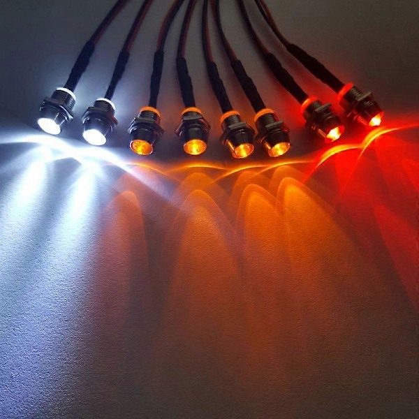 8 LED-valosarja 2 valkoista 2 punaista 4 keltaista CH3-lampunohjauspaneelilla 1/8 1/10 Axial SCX10 TRX4 D90 RC-autoon