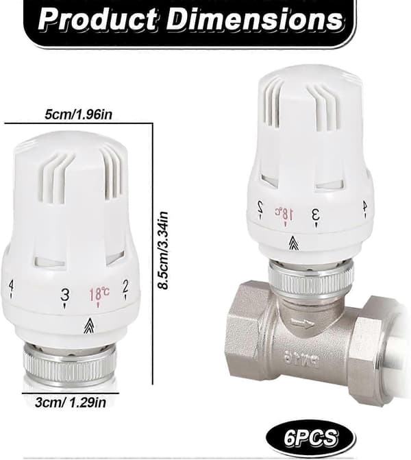 Termostatisk radiatorhode - 6 stk., M30 x 1,5 for hjem og kontor