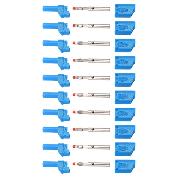 10 stk. 22.160 4mm Bananstik Isolerede Sikkerheds Bananstik Konnektor med Hus til Elektronisk Test Blå