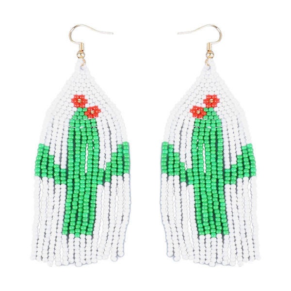 Kaktus Pärltofs Örhängen Boho Stil Handgjorda Långa Pärltofs Örhängen för Resor Camping