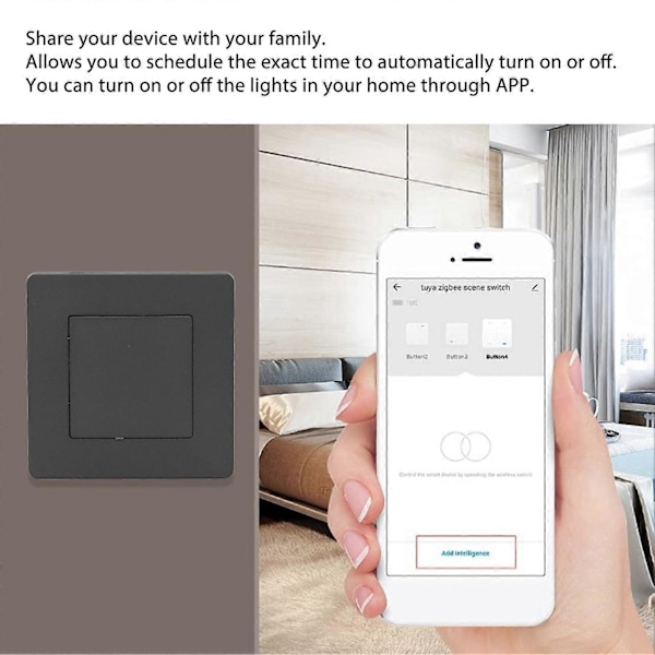 Smart Switch 1-vägs Timerkontroll Scenbrytare Fjärrkontroll AC 100-240V för Ljusgardin Grå