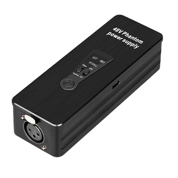 Phantom Power Supply 48V 12V Switch Genopladelig Bærbar til Kondensatormikrofoner Mic Preamp Record Studio