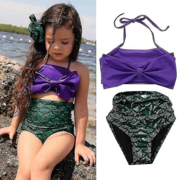 Flickor Barn Bikini Badkläder Set Barn Delad Tvådelad 5 to 6 years