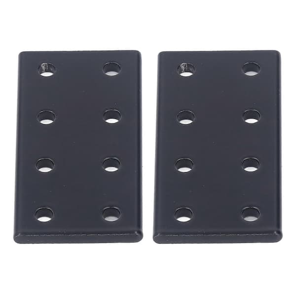 2 stk. 8-hulls skjøteplate, rektangulær, aluminiumslegering, for bord og seng, svart