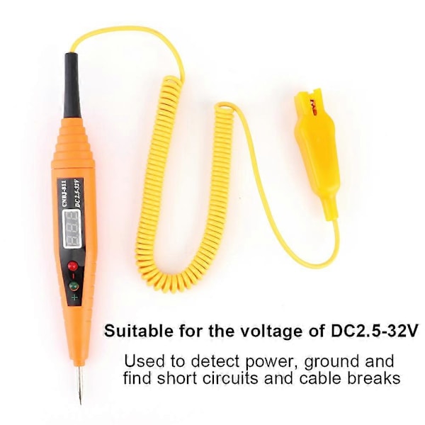 DC2.5-32V Digital Batterispændingstester Lyssystem Probe Kredsløbstest Pen Bil Diagnostisk Værktøj
