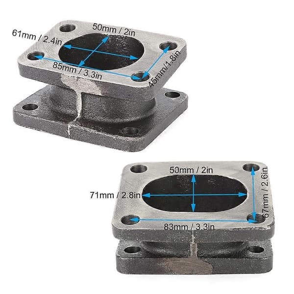 T3 til T4 Turbo Adapter 15 Grader Manifold Eksosflens Turbolader Tilbehør
