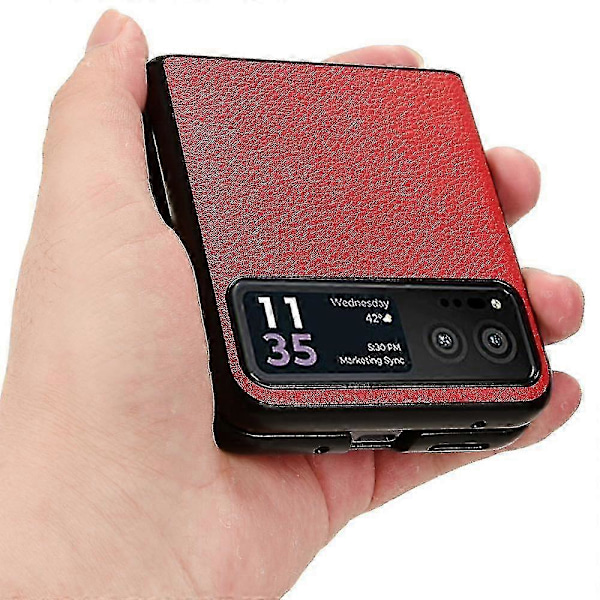 För Motorola Razr 40 5G PU Läder+PC Kortplats Fodral Litchi Textur Stötsäkert Mobilskal - RödP20211224297 Red