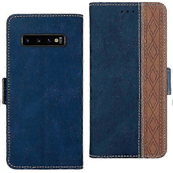 För Samsung Galaxy S10 Sömnad Sidomagnetisk RFID Läder Telefonfodral P202112248 Royal Blue