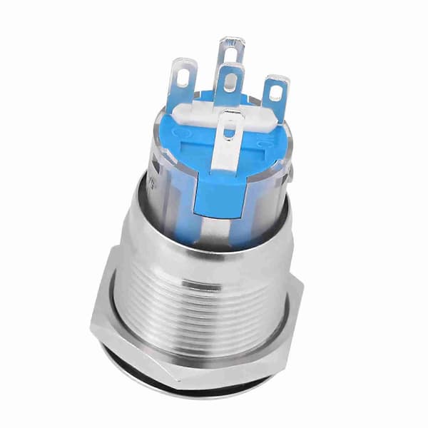 12V Hvid LED Bilmotor Start Stop Trykknap Kontakt Sølv Rustfrit Stål