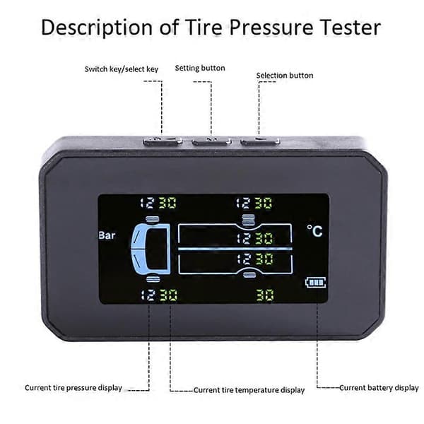 Solar TPMS Bil Däcktrycksövervakningssystem 6 Hjul Lastbil Automatiskt Däcktryck Temperaturvarning