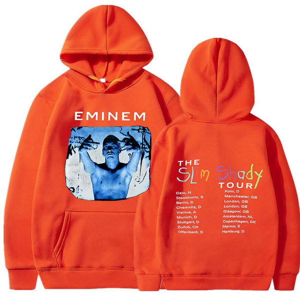 Eminem Anger Management Tour 2002 Hoodie Vintage Harajuku Funny Rick Sweatshirts Långärmade Herr Dam Pullover Mode Orange12 XL