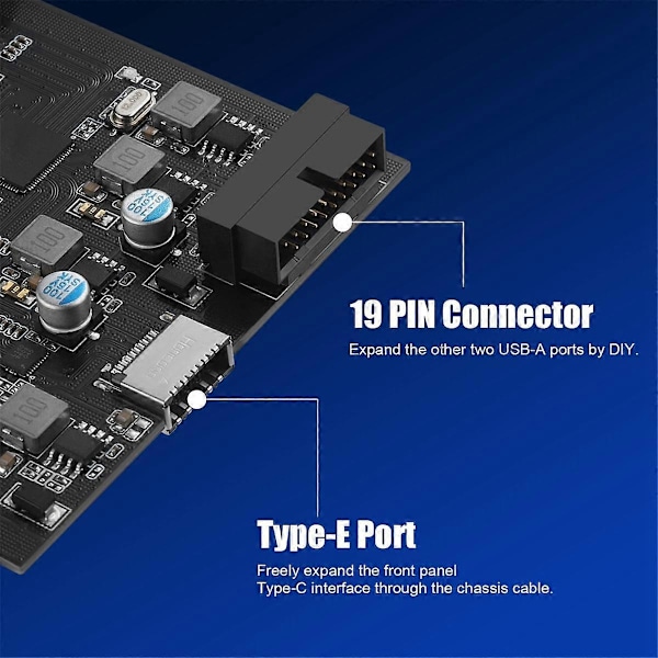 ULS-6210 6-Porttinen USB PCIe -kortti PCI Express -kortista Type C(2):een, USB Type-A(2) -laajennuskortti
