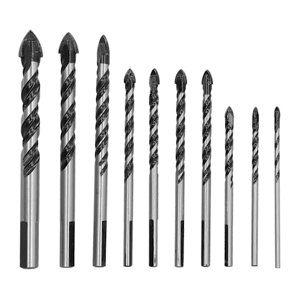 Borrbits Cementerad Karbid Enkel Dubbel Spår Hålborrningsverktyg Set Kit för Kakel Glas 10st Set
